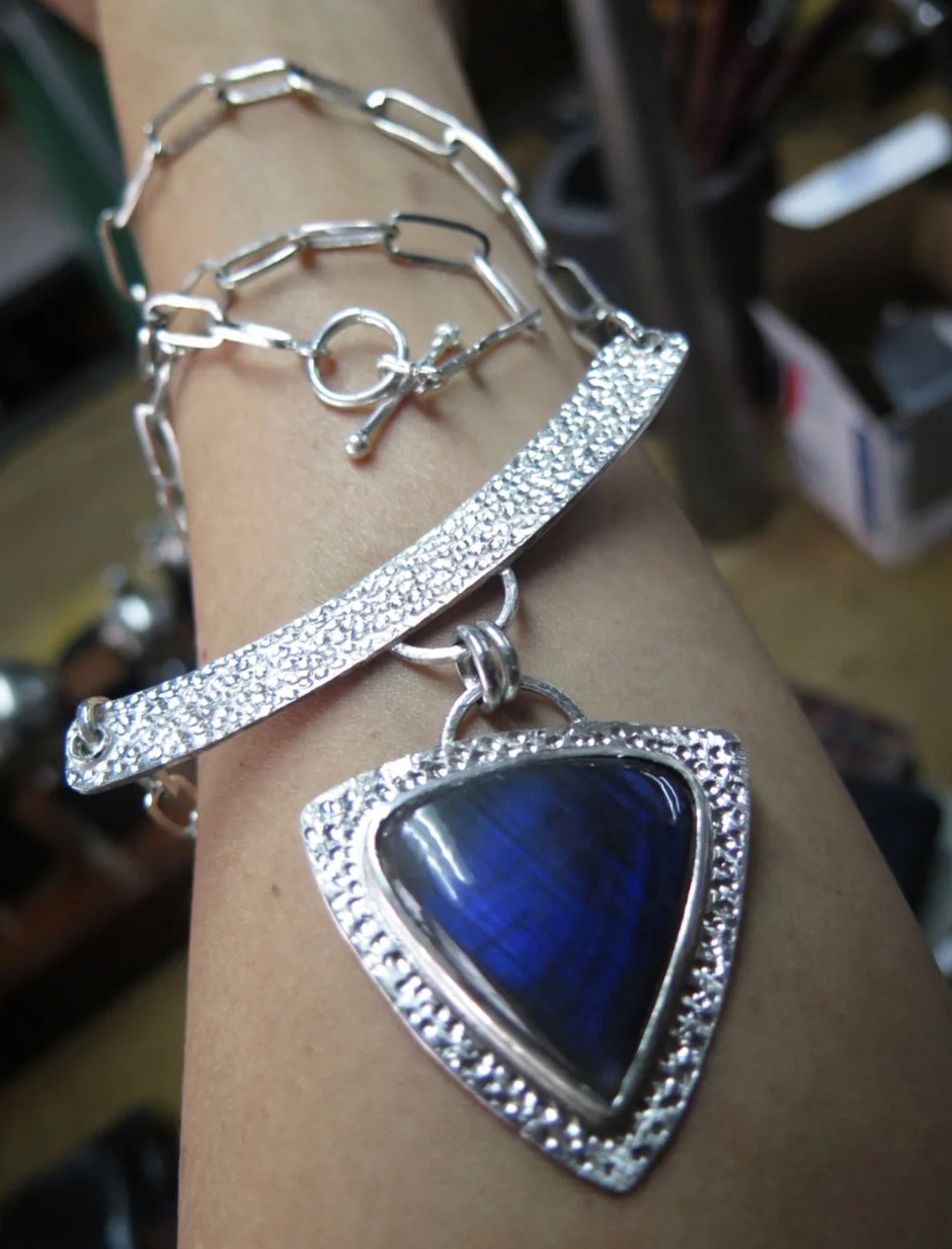 Blue Labradorite Arc Necklace